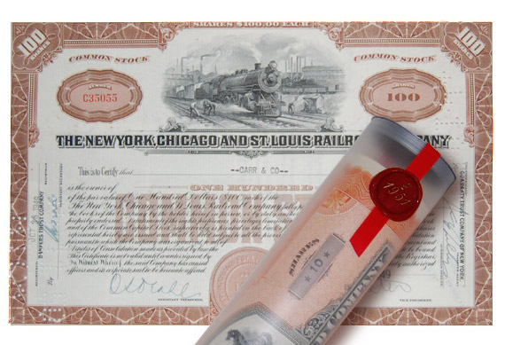 Aktie 1949 NY RAILROAD COMPANY in Geschenkrolle