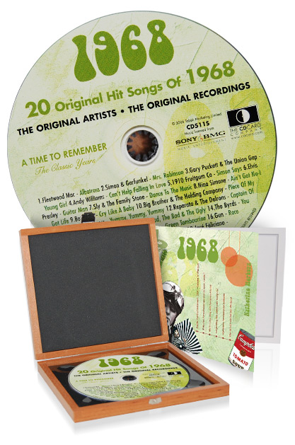 CD 1968 Musik-Hits in Luxusbox, auch mit Gravur!