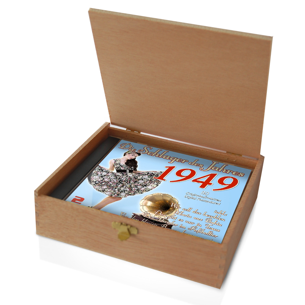 CD 1949 Schlager in Holzkiste mit Wunsch-Gravur