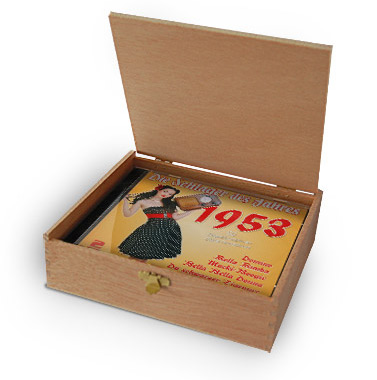 CD 1953 Schlager in Holzkiste mit Wunsch-Gravur