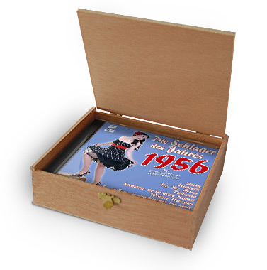 CD 1956 Schlager in Holzkiste mit Wunsch-Gravur