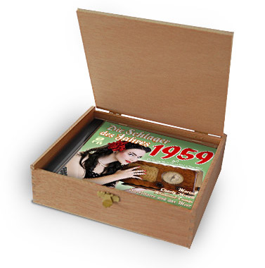 CD 1959 Schlager in Holzkiste mit Wunsch-Gravur