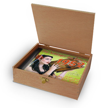 CD 1952 Schlager in Holzkiste mit Wunsch-Gravur