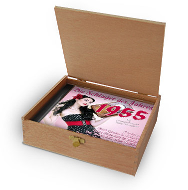 CD 1955 Schlager in Holzkiste mit Wunsch-Gravur
