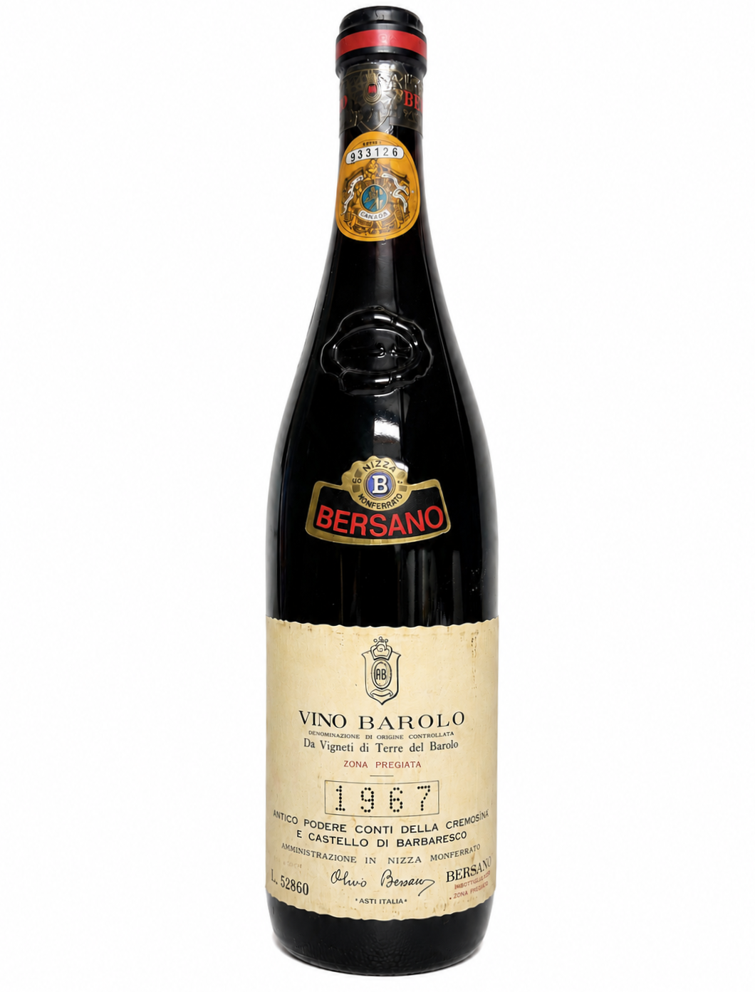Wein 1967 Barolo Bersano Podere della Cremosina
