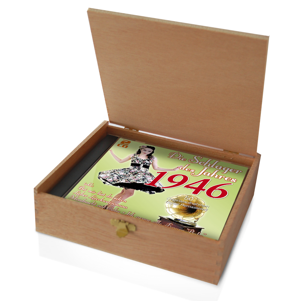 CD 1946 Schlager in Holzkiste mit Wunsch-Gravur