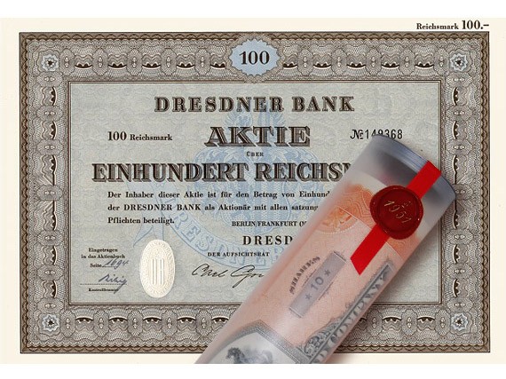 Aktie 1952 DRESDNER BANK in erlesener Geschenkrolle