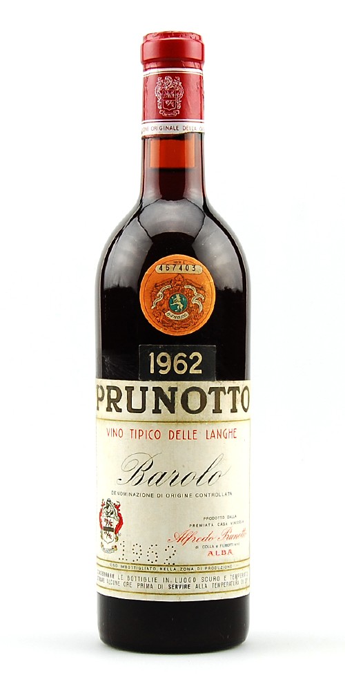 Wein 1962 Barolo Prunotto Vino Tipico delle Langhe