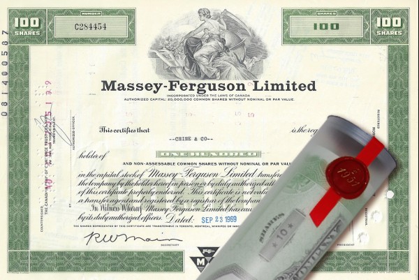 Aktie 1969 Massey-Ferguson in Geschenkrolle