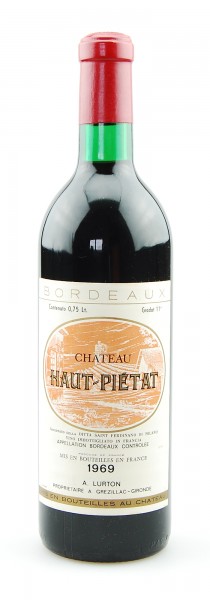Wein 1969 Chateau Haut-Pietat Appellation Bordeaux