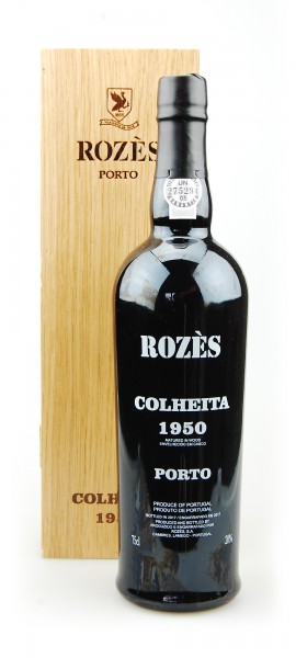Portwein 1950 Rozes Colheita in edler Holzkiste